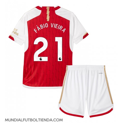 Camiseta Arsenal Fabio Vieira #21 Primera Equipación Replica 2023-24 para niños mangas cortas (+ Pantalones cortos)